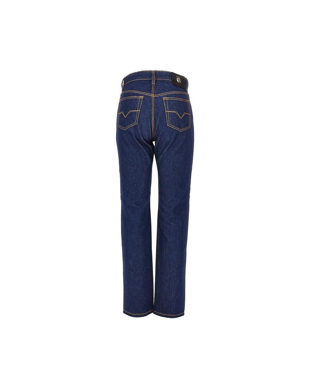 Versace Blue Cotton Denim Jeans With Medusa Detail