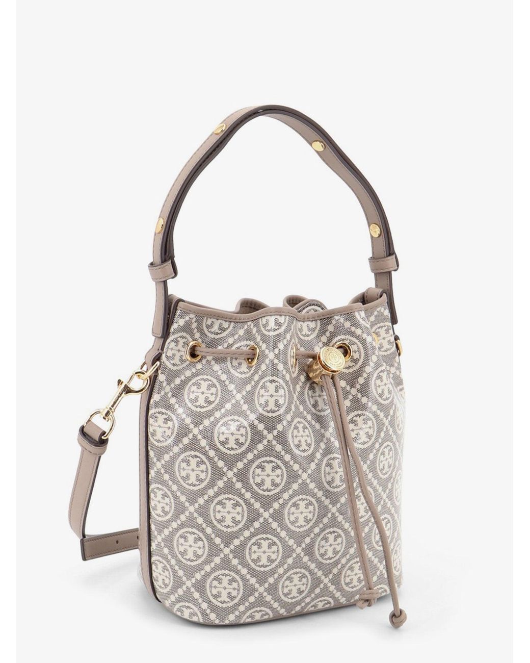 Tory Burch White Bucket Bag T Monogram Coated Canvas