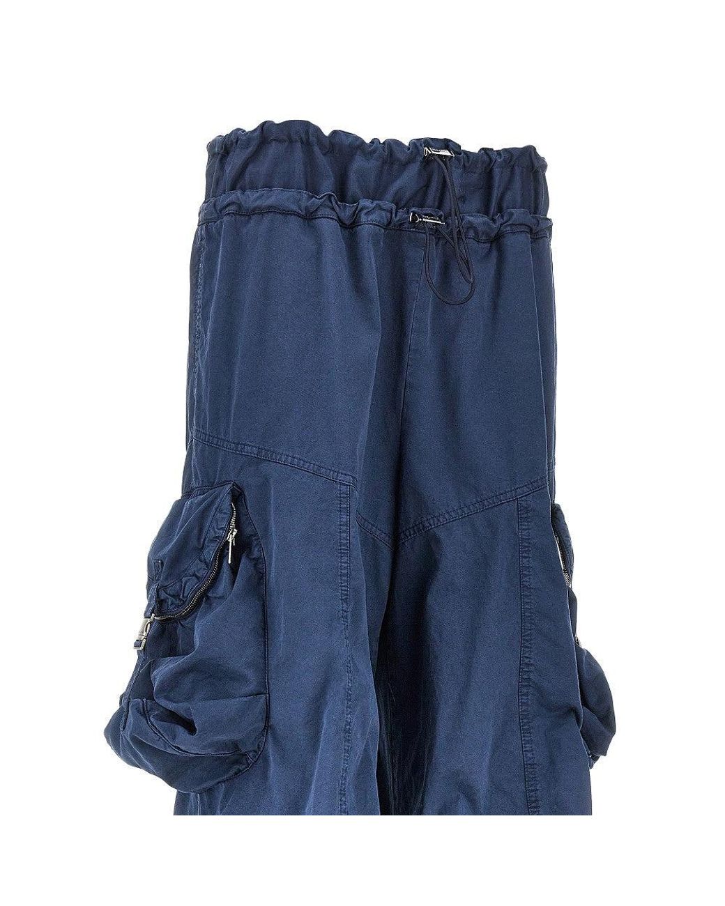 The Attico Blue Washed Cotton Cargo Pants