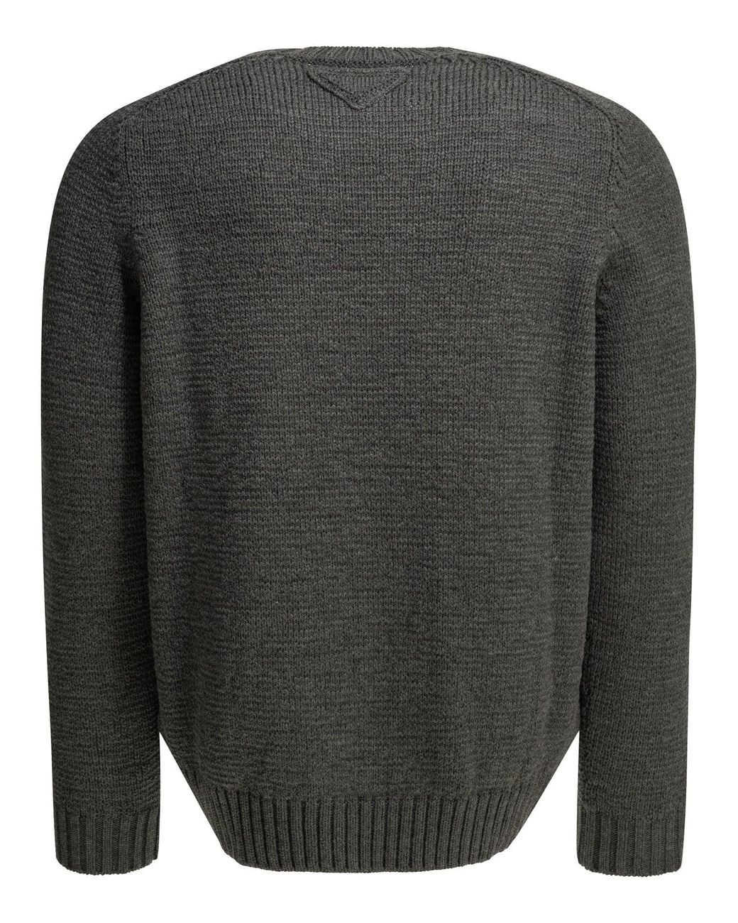 Prada Gray Virgin Wool Crewneck Sweater for men