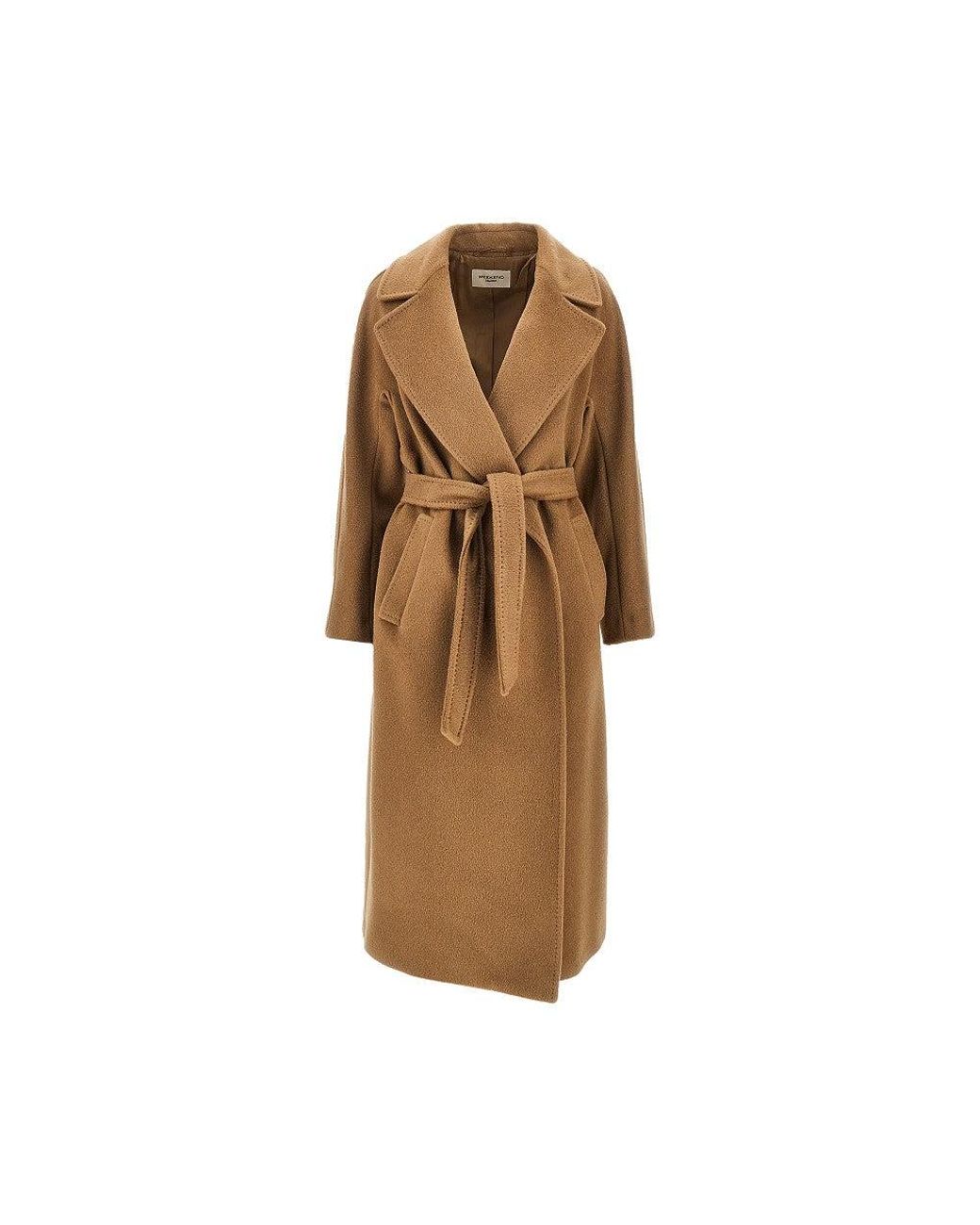 Weekend by Maxmara Blue Wool-Blend Robe Coat With Belt
