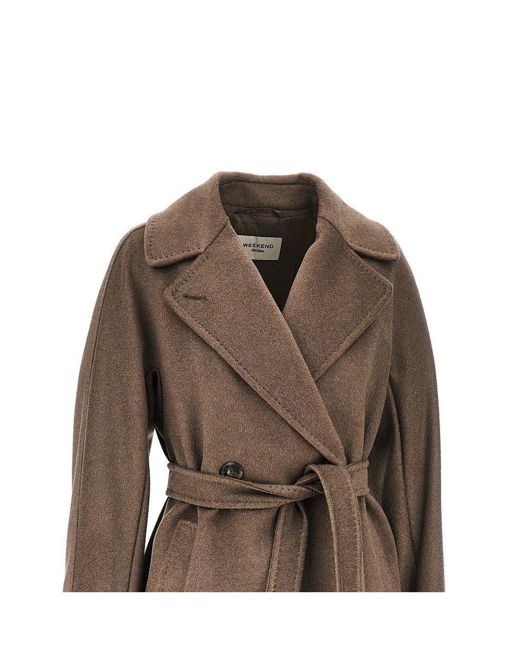 Weekend by Maxmara Blue Wool-Blend Robe Coat With Belt