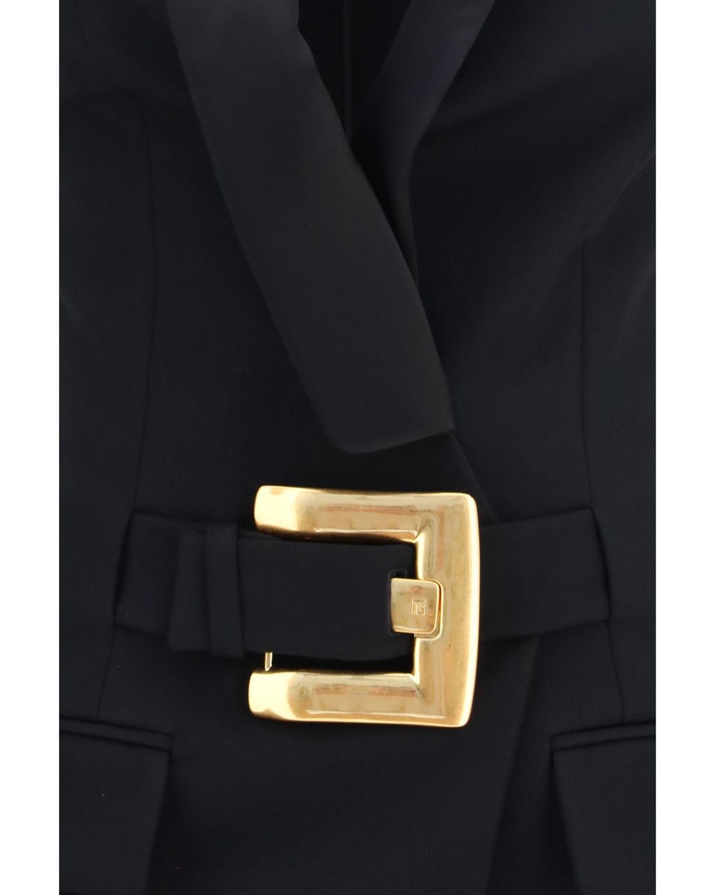 Balmain Black Grain De Poudre Belted Dress