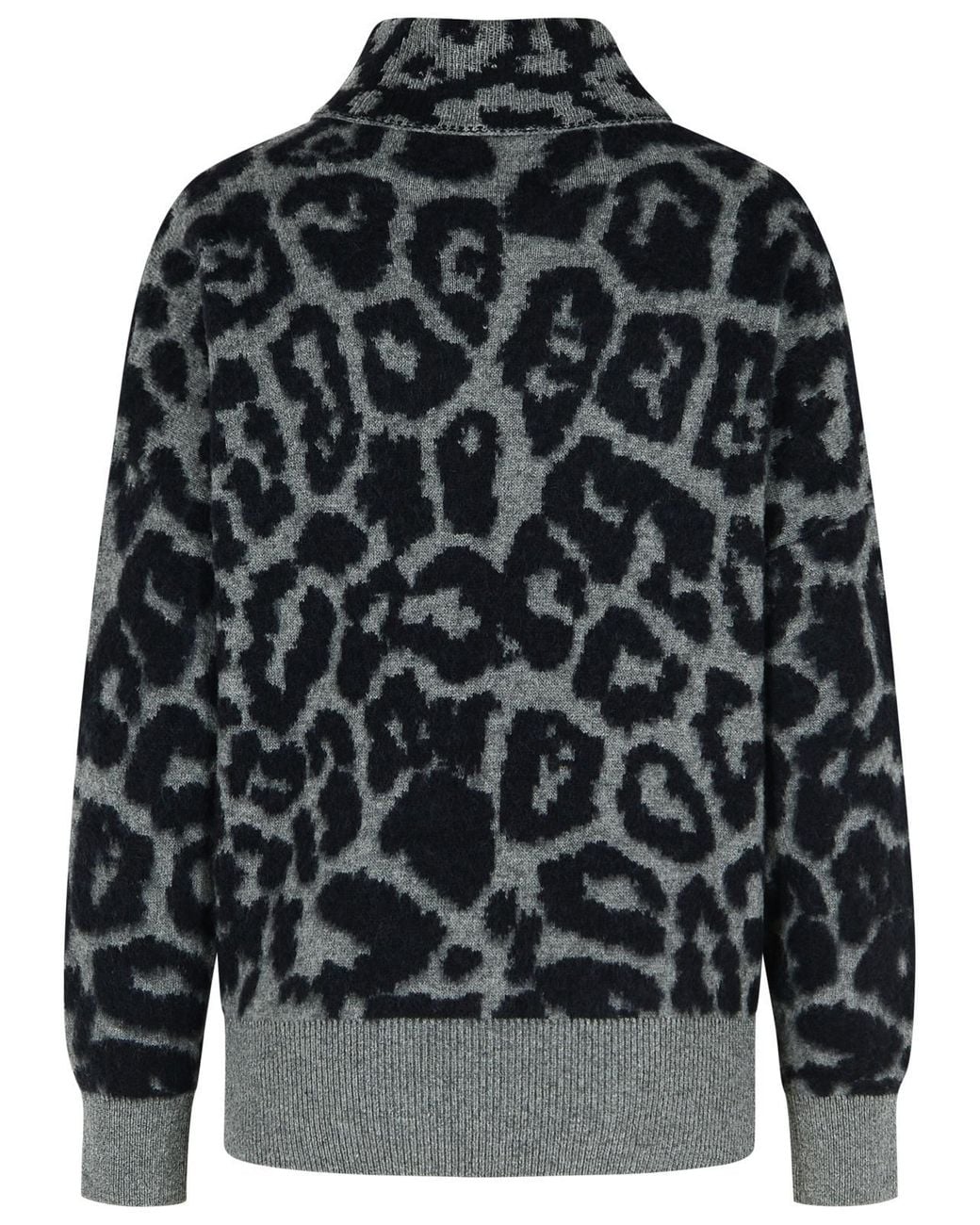 Stella McCartney Gray Wool Leopard Print Jumper