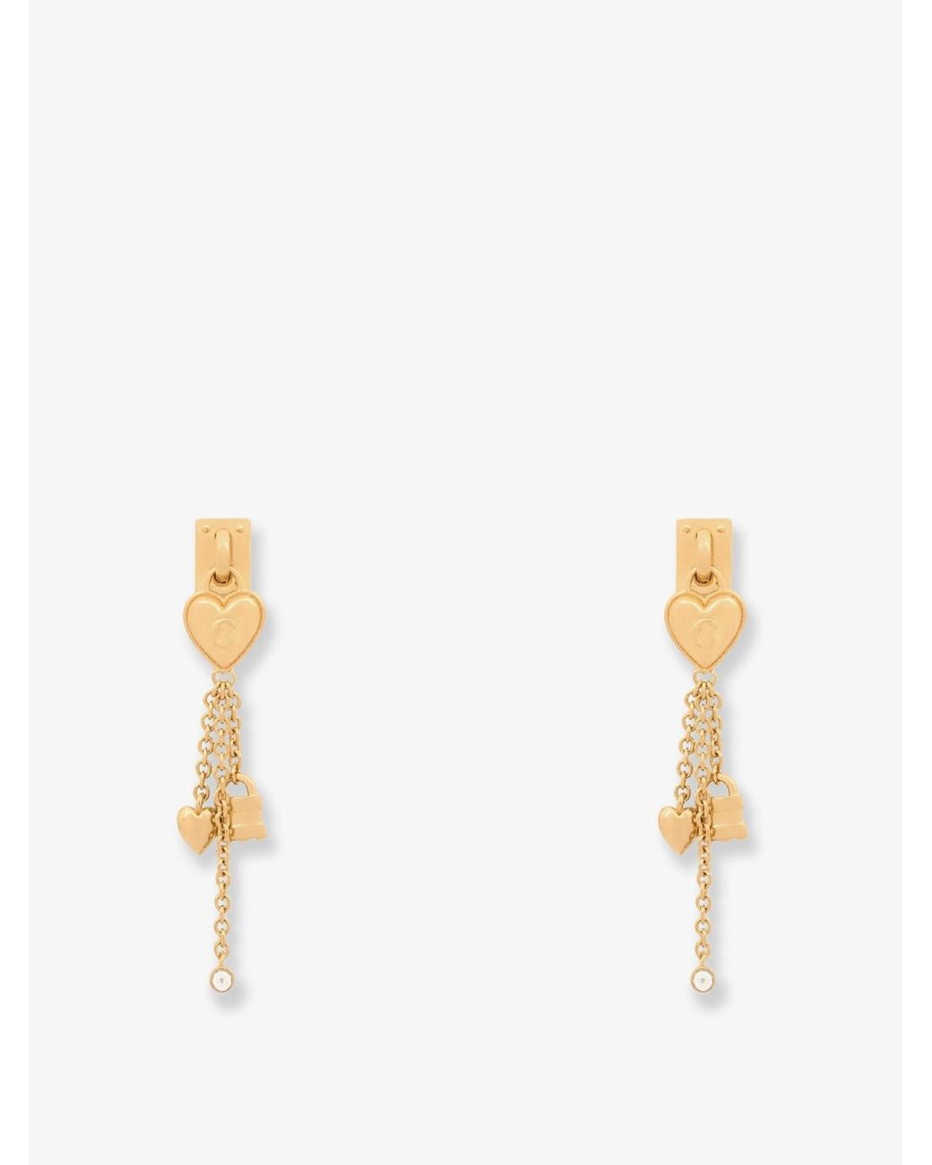 Chloé White Mini Paddington Brass Earrings