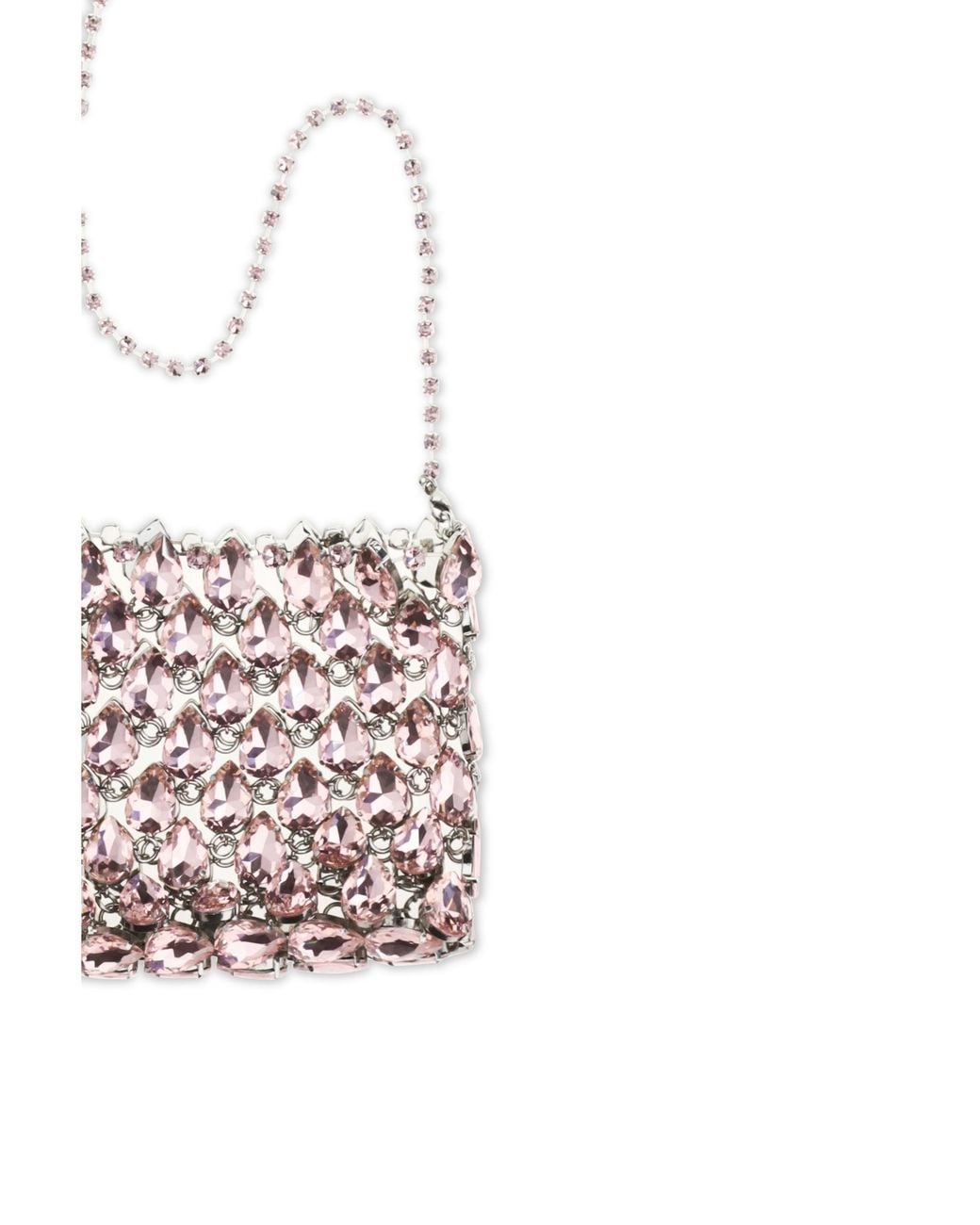 Self-Portrait White Crystal Mesh Pouch