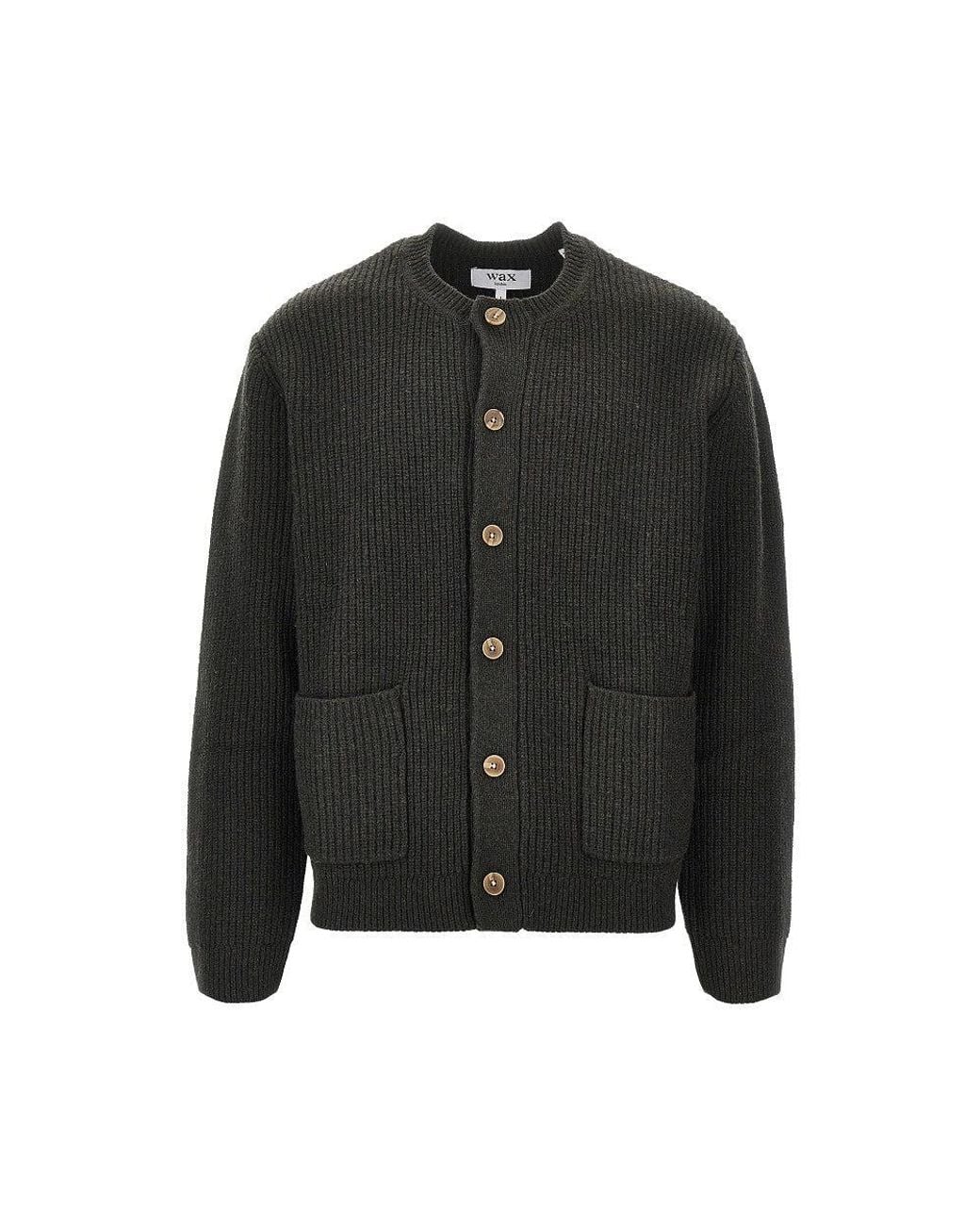 Wax London Black 'Granby' Crewneck Cardigan for men