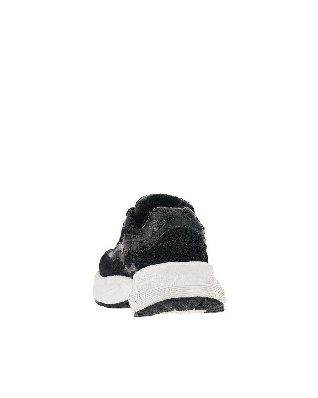 Emporio Armani Blue Knitted Sneakers With Faux Leather Details