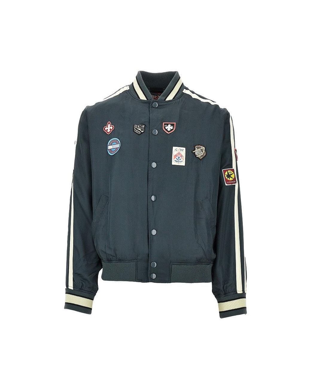 DIESEL Blue Satin Track Jacket With Patches for men
