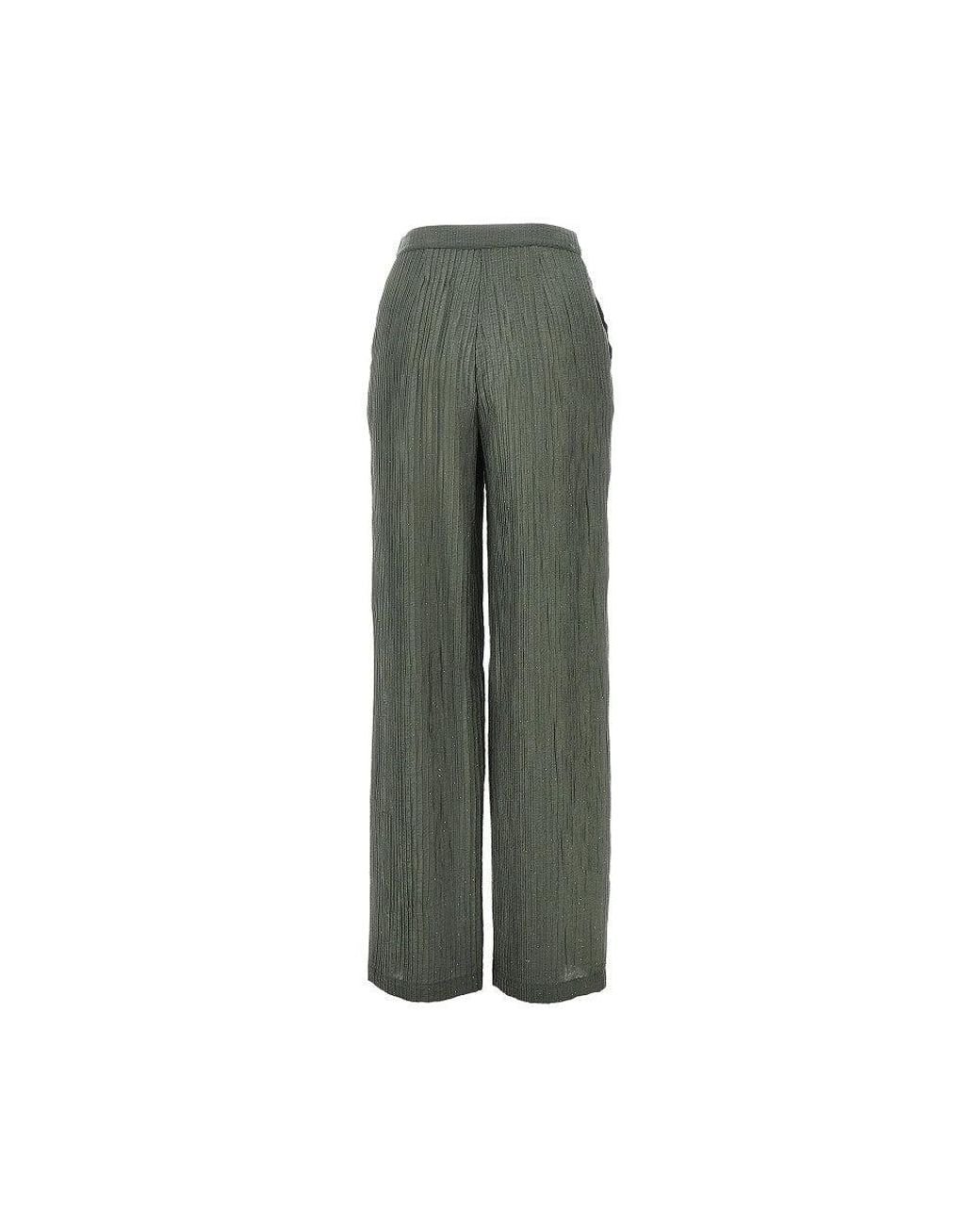 Emporio Armani Green Textured Lurex Taffetà Pants