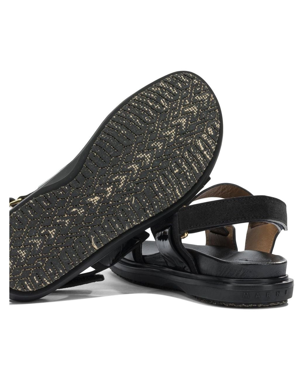 Marni Black "Fussbett" Leather Sandals