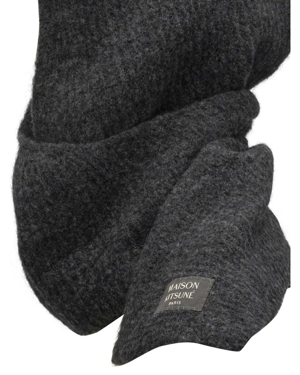 Maison Kitsuné Black Hooded Scarf