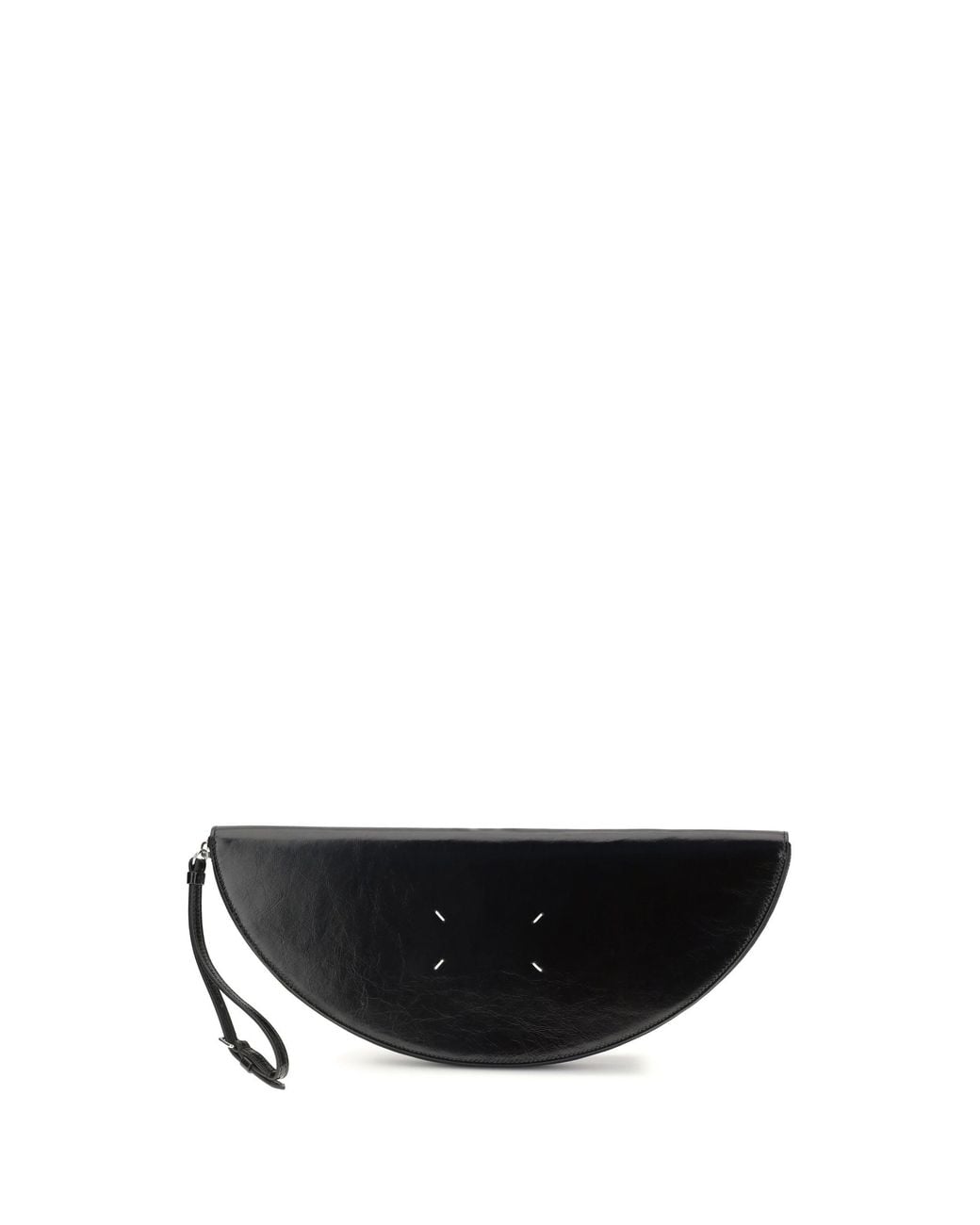 Margiela Black Halfmoon Leather Clutch Bag