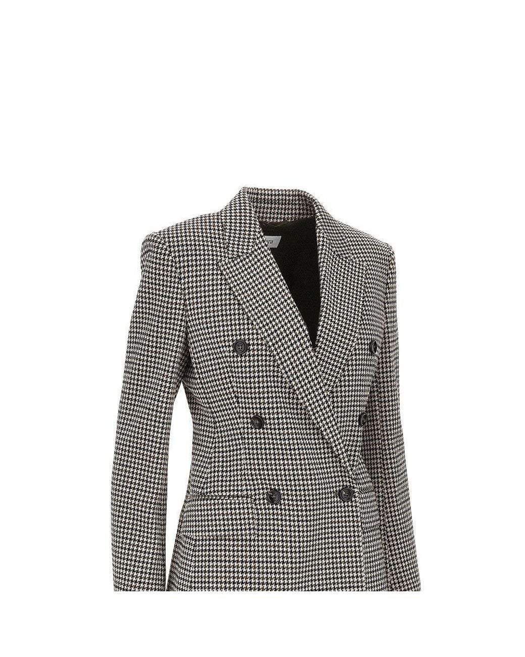 Max Mara Gray Houndstooth Double-Breasted Jacket