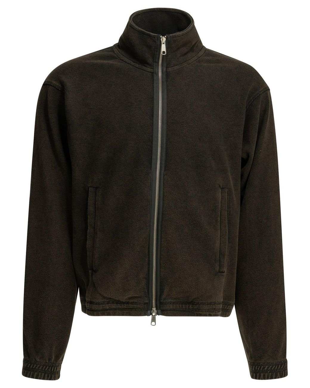 mfpen Black Covet Zippered Organic Cotton Sweater for men