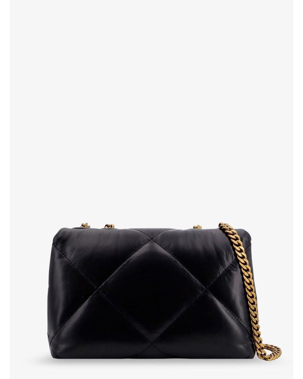 Tory Burch Black Kira Matelassé Leather Shoulder Bag With Metal Logo