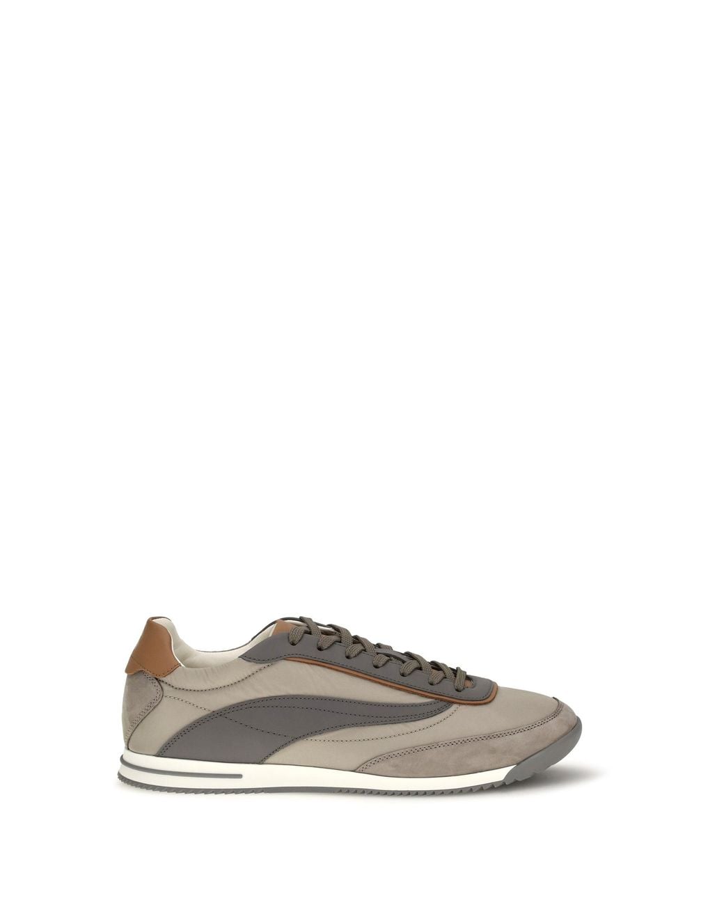 Brunello Cucinelli White Lace-Up Suede Sneakers for men