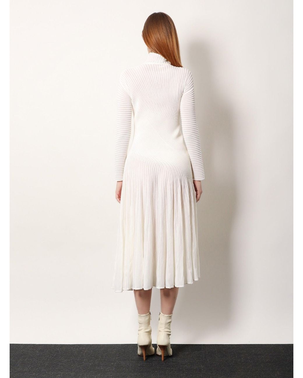 Alaïa White Long Wool Dress