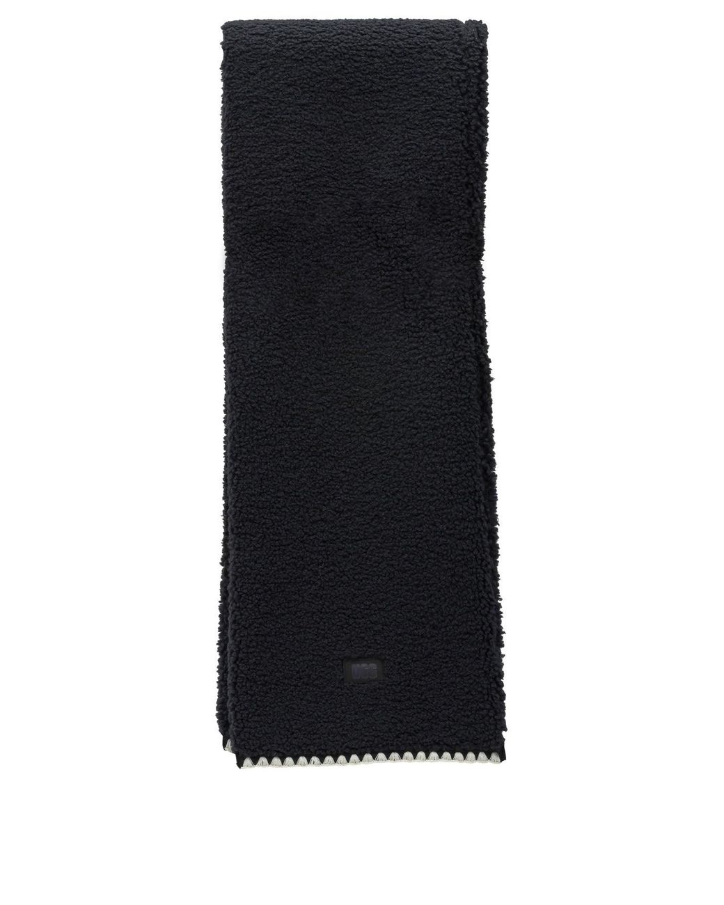 Ugg Black "scalloped" Scarf In Fluff