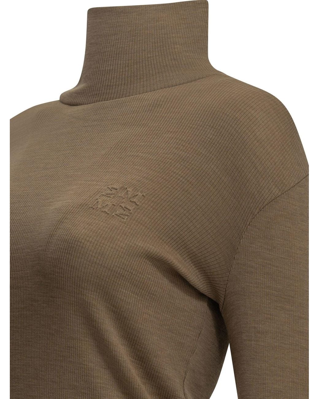 Max Mara Green Wool Jersey Turtleneck Sweater