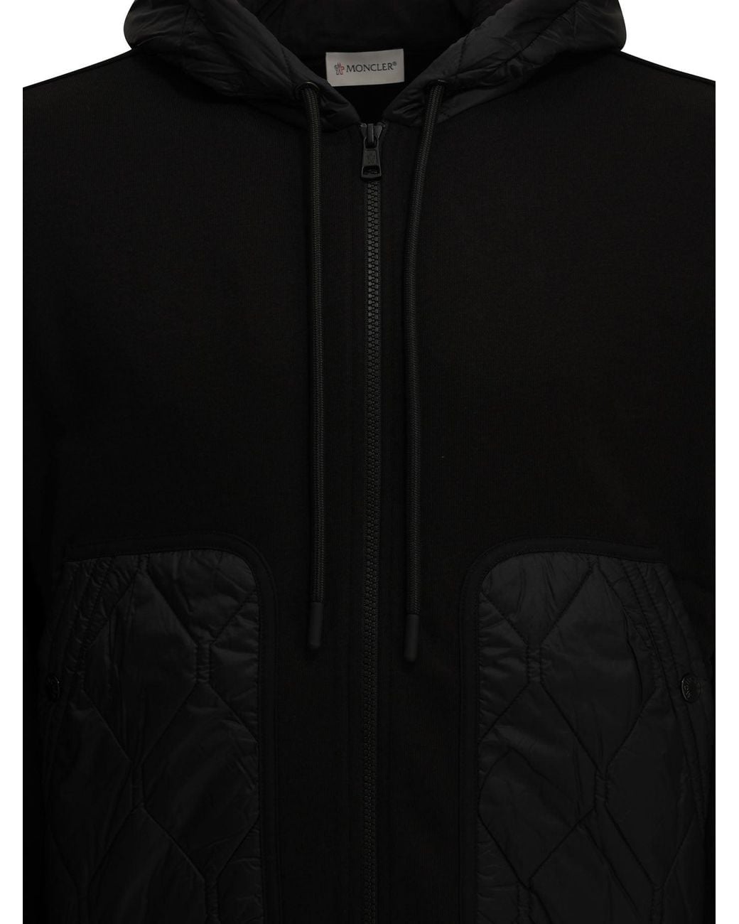 Moncler Black Quilted Zip-Up Sweatshirt for men