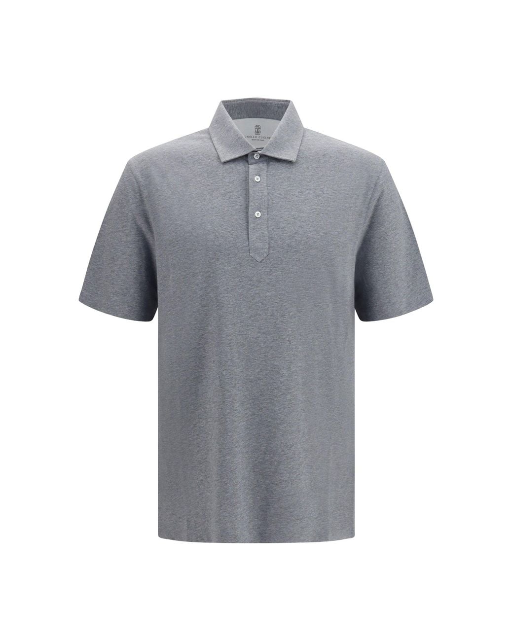 Brunello Cucinelli Gray Cotton Jersey Polo Shirt for men
