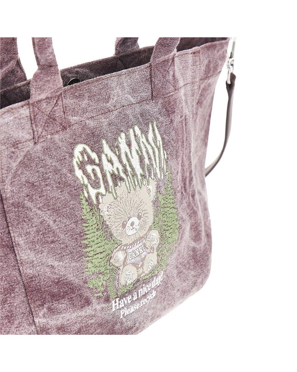 Ganni Purple Small 'Forest Teddy' Tote Bag