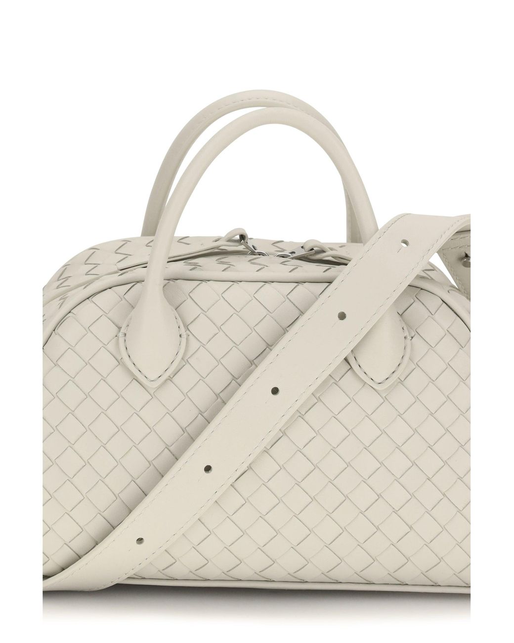 Bottega Veneta White Intrecciato Leather Shoulder Bag Silica for men