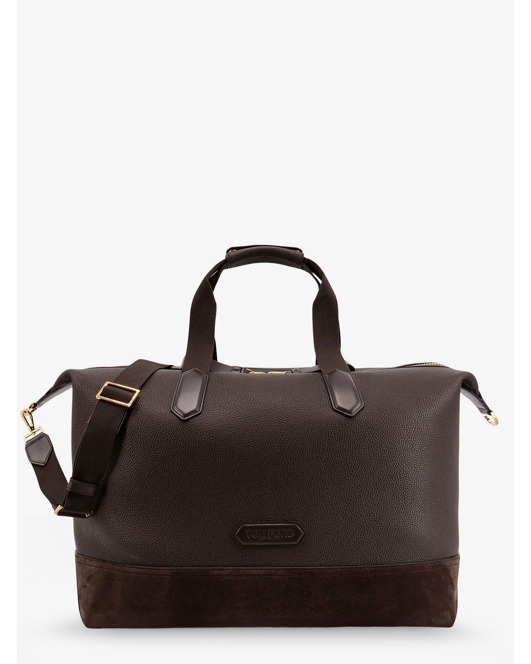 Tom Ford Black Leather Travel Bag With Suede Inserts for men