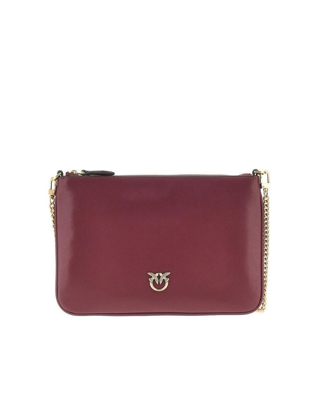 Pinko Purple Flat Classic Leather Pouch