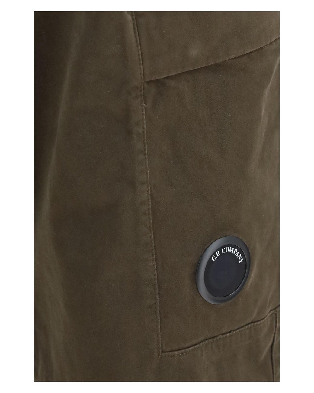 C P Company Green Stretch Cotton Satin Cargo Pants Ivy for men