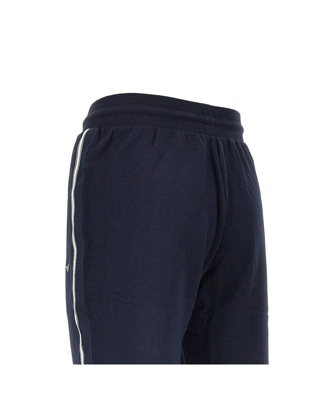 EA BODYWEAR Blue French Terry Loungewear Pants for men