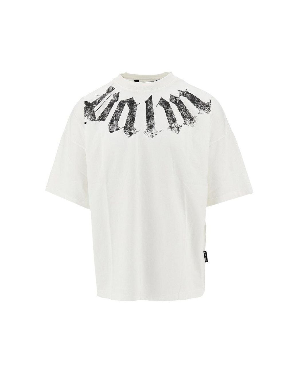 Palm Angels White Neck Logo Loose Fit T-Shirt for men