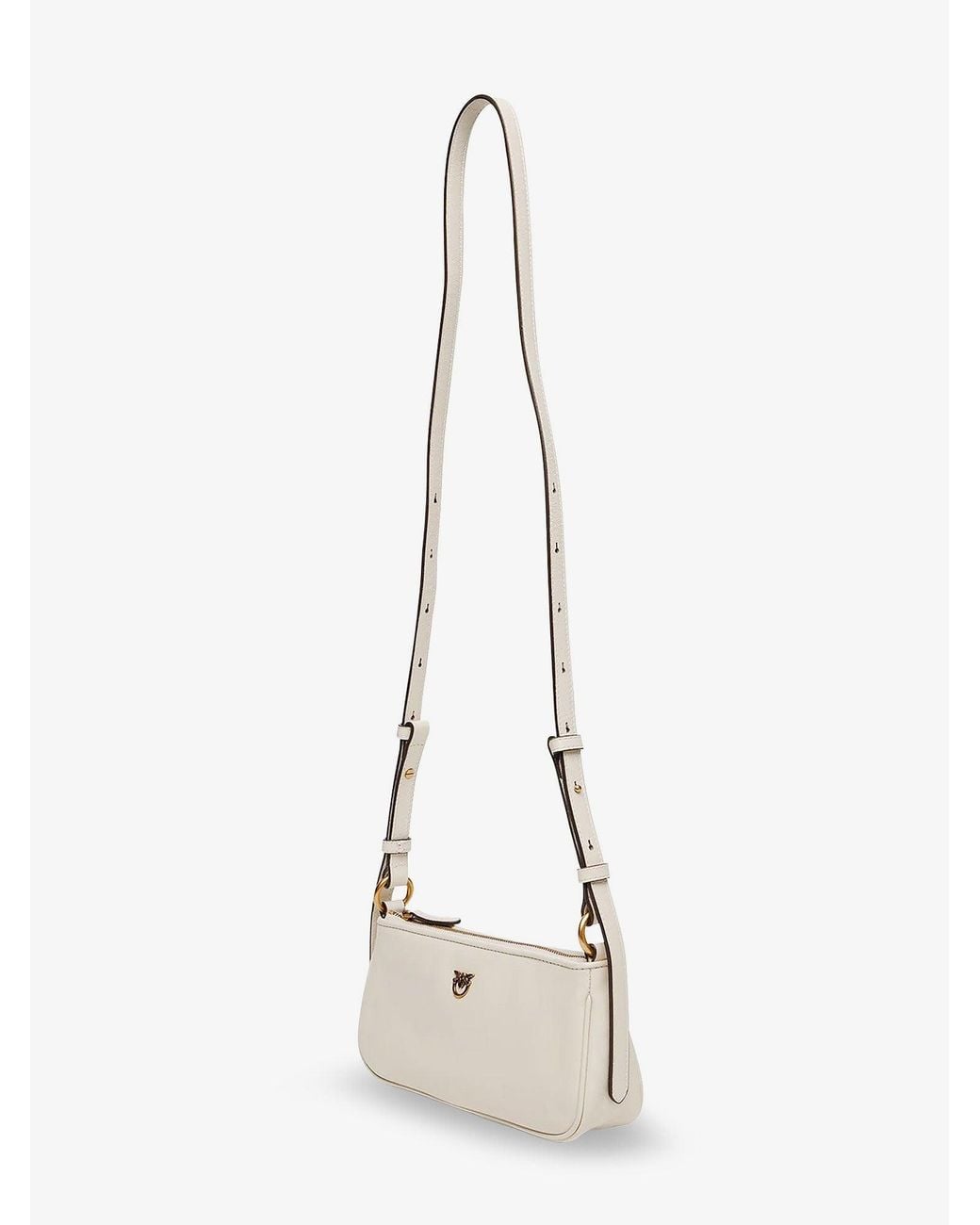 Pinko Natural Mini Half Moon Leather Crossbody Bag