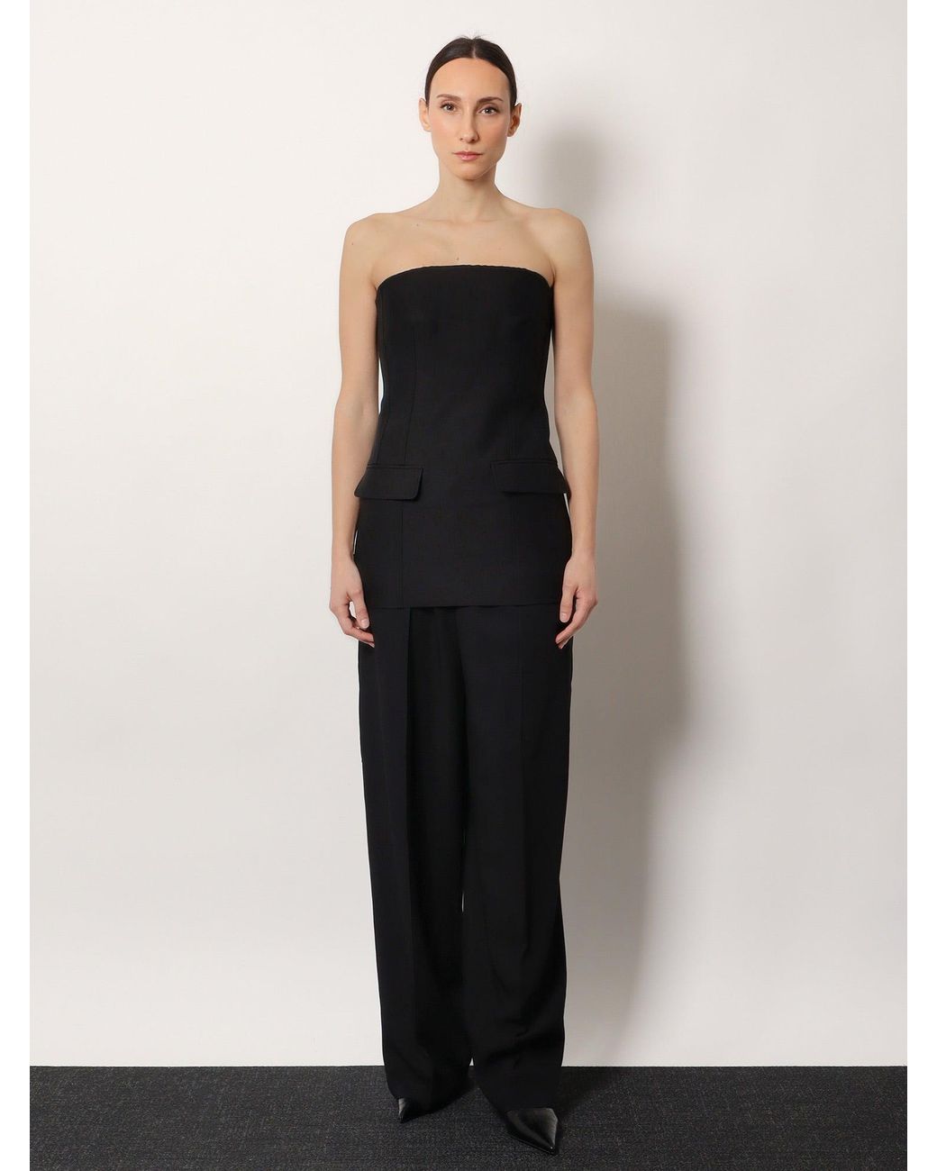 Totême Black Viscose And Wool Trousers