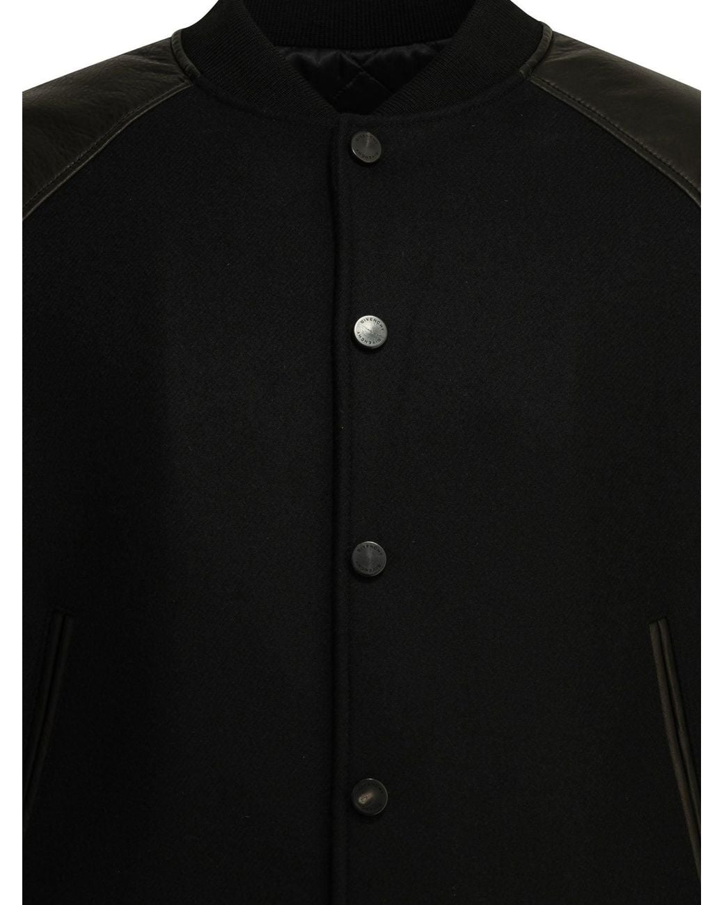 Givenchy Black Wool Bomber Jacket With Reverse Logo
