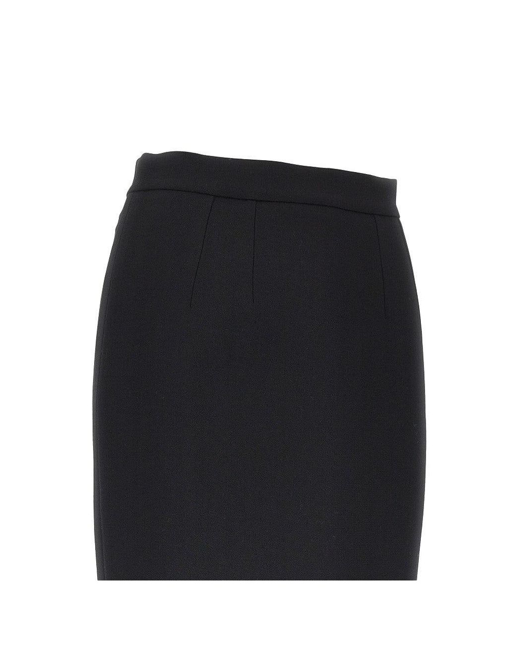 Dolce & Gabbana Black Stretch Wool Midi Skirt