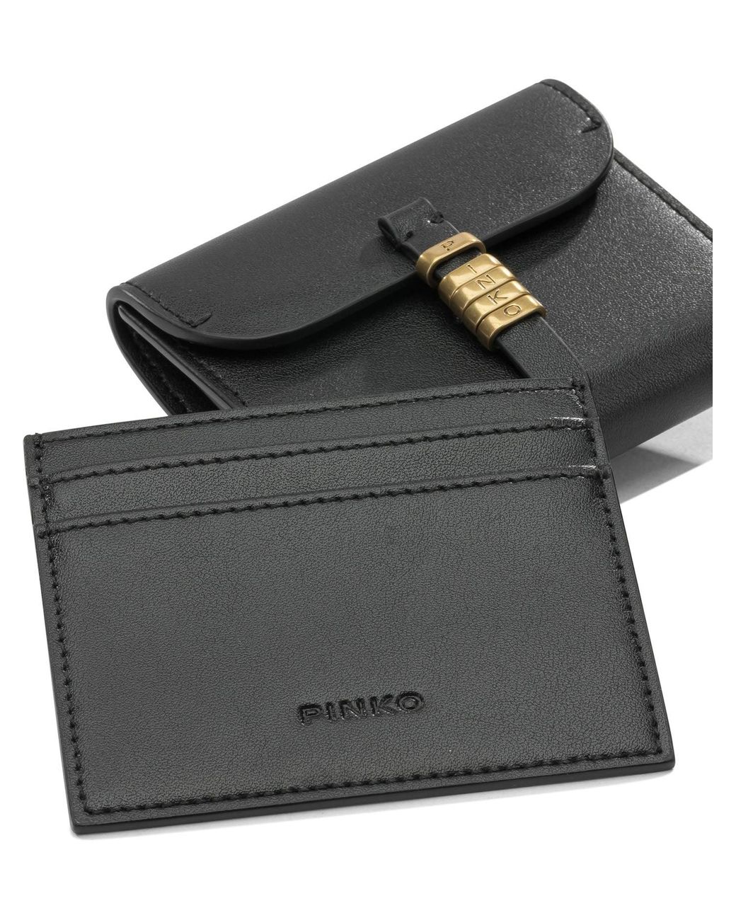 Pinko Black Leather Polyester Wallet