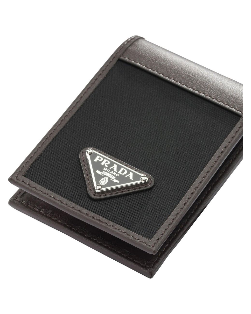 Prada Black Speedrock Re-Nylon And Leather Card Holder for men