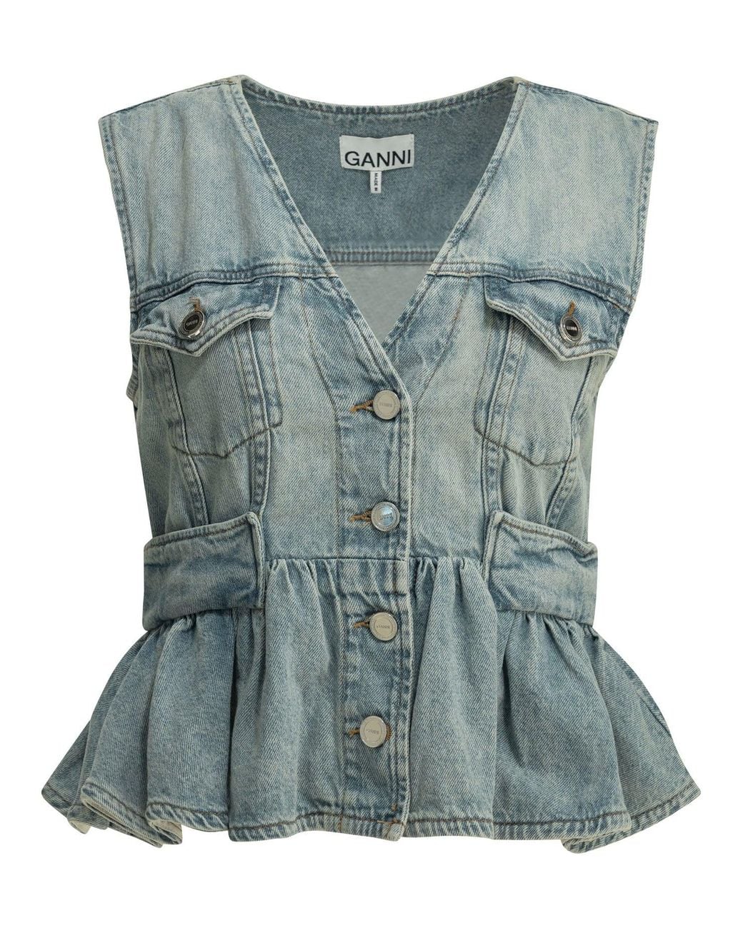 Ganni Blue Denim Vest Light