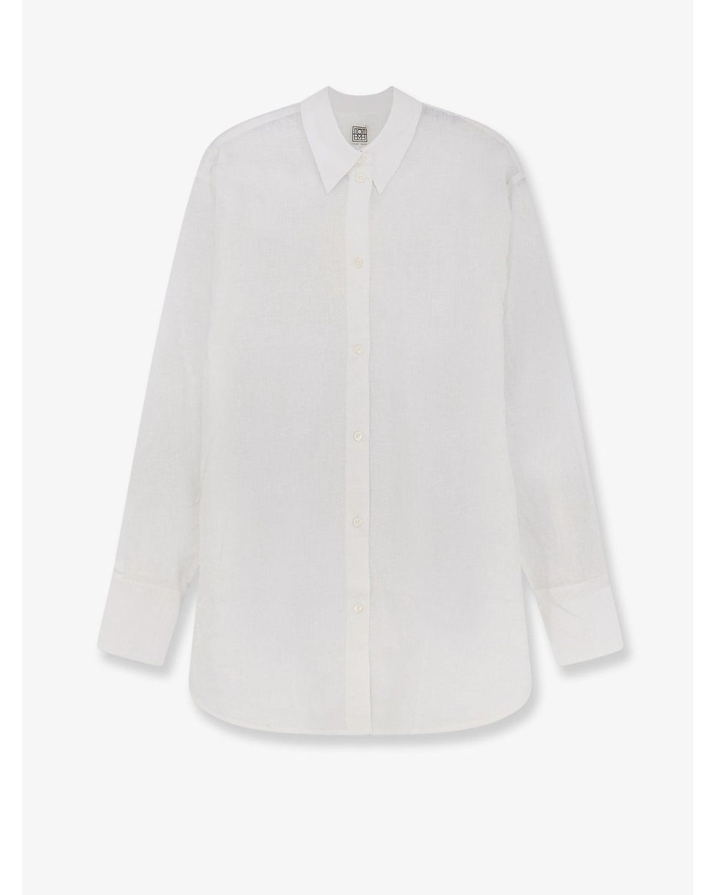 Totême White Oversized Summer Cotton And Linen Shirt