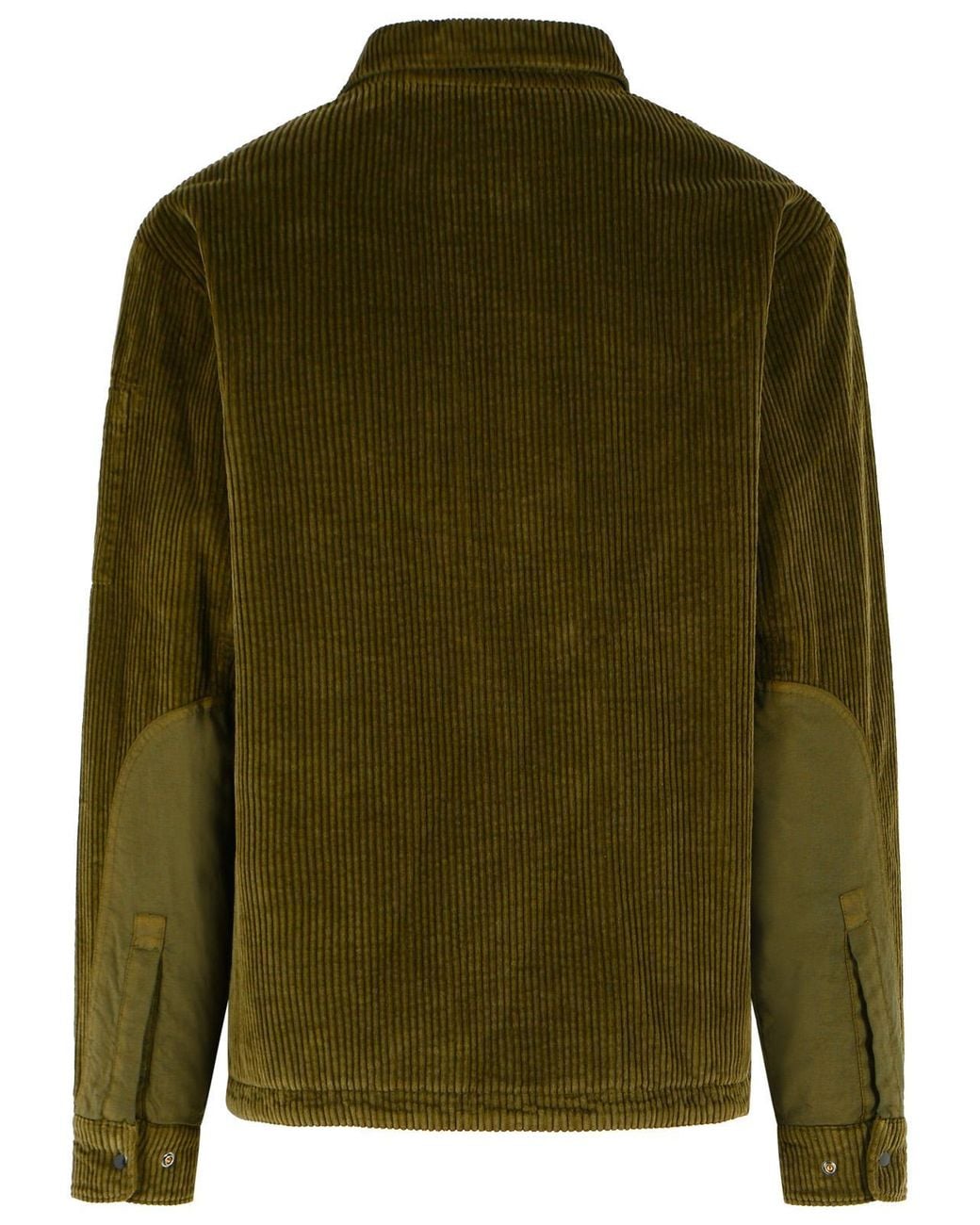 C P Company Green Corduroy Padded Cotton Overshirt for men