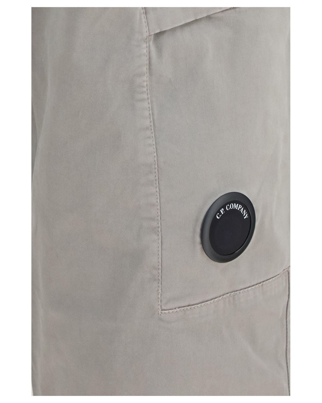 C P Company Gray Stretch Cotton Satin Cargo Pants Fallen Rock for men