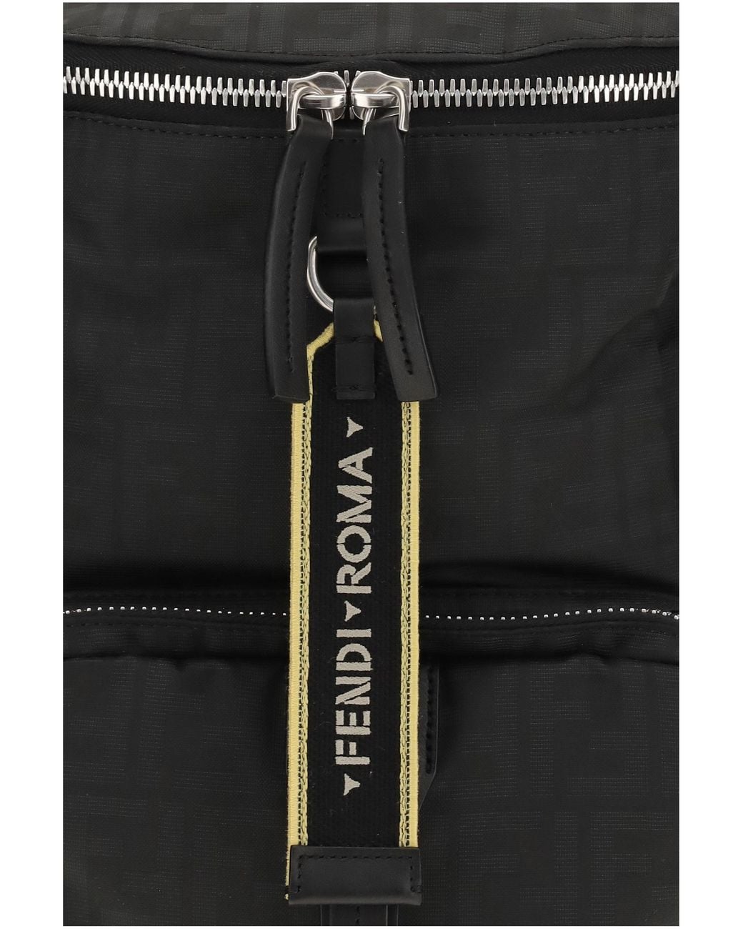 Fendi Black Tourist Ff Logo Jacquard Backpack Nero for men
