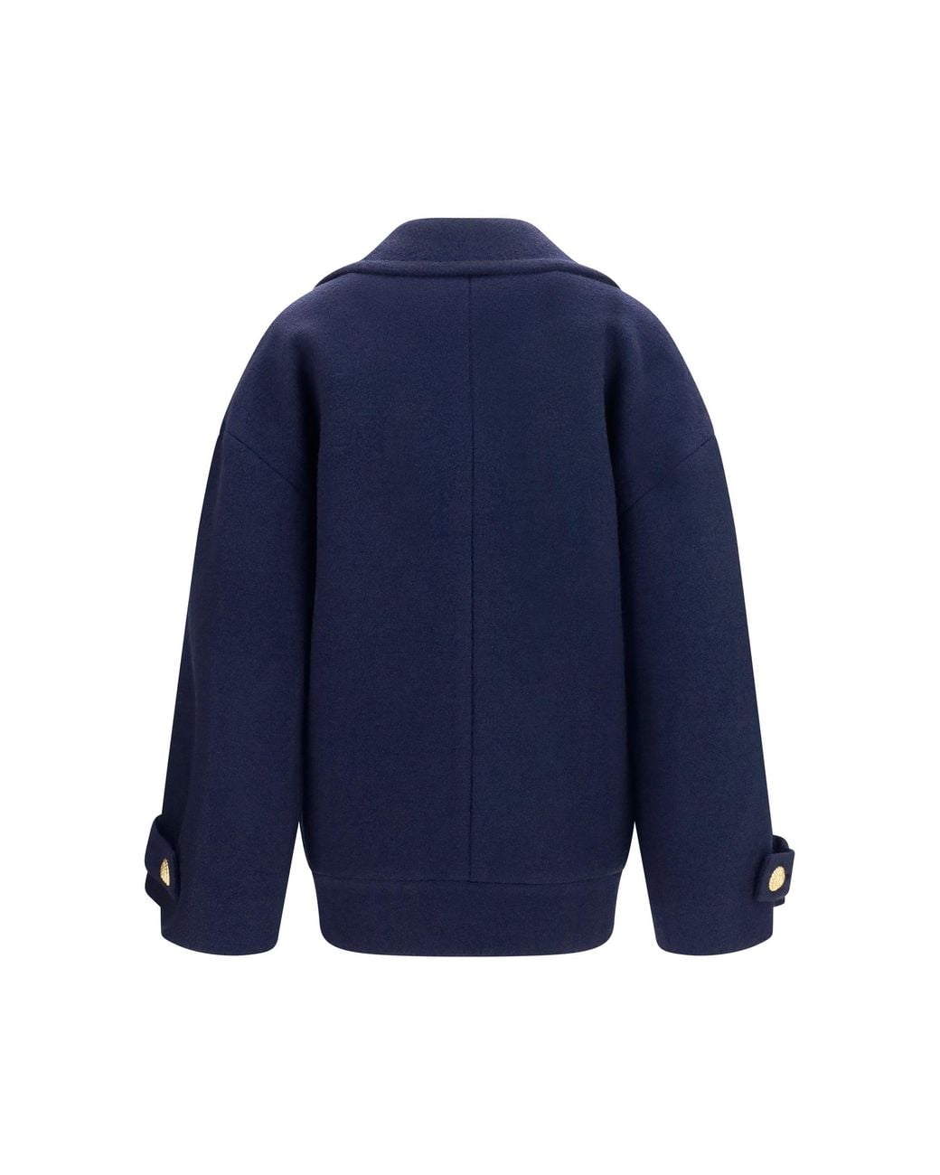 Balmain Blue Double-Breasted Wool Coat With Buttons