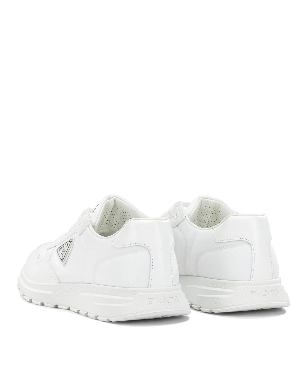 Prada White "Prax 01" Low Top Sneakers