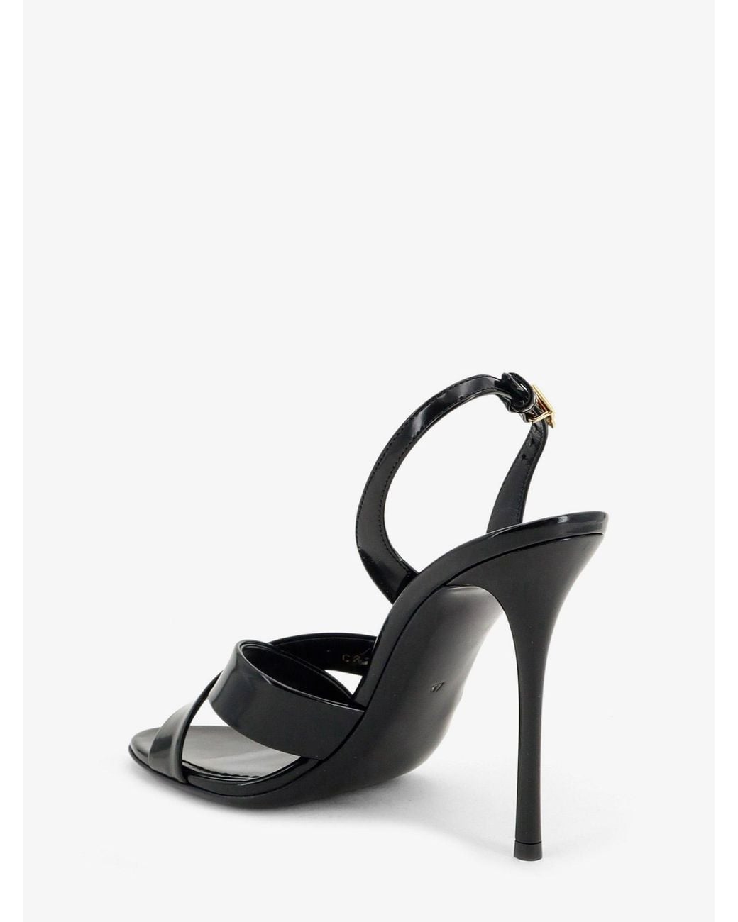 Dolce & Gabbana Black Keira Shiny Calfskin Leather Sandals