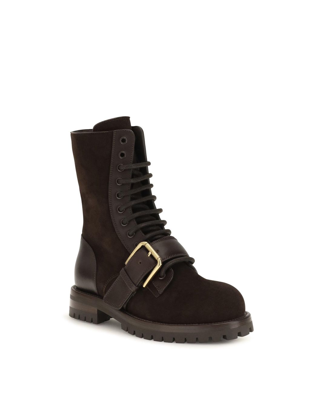 Dolce & Gabbana Black Dolce & Gabbana Leather And Suede Buckle Ankle Boots