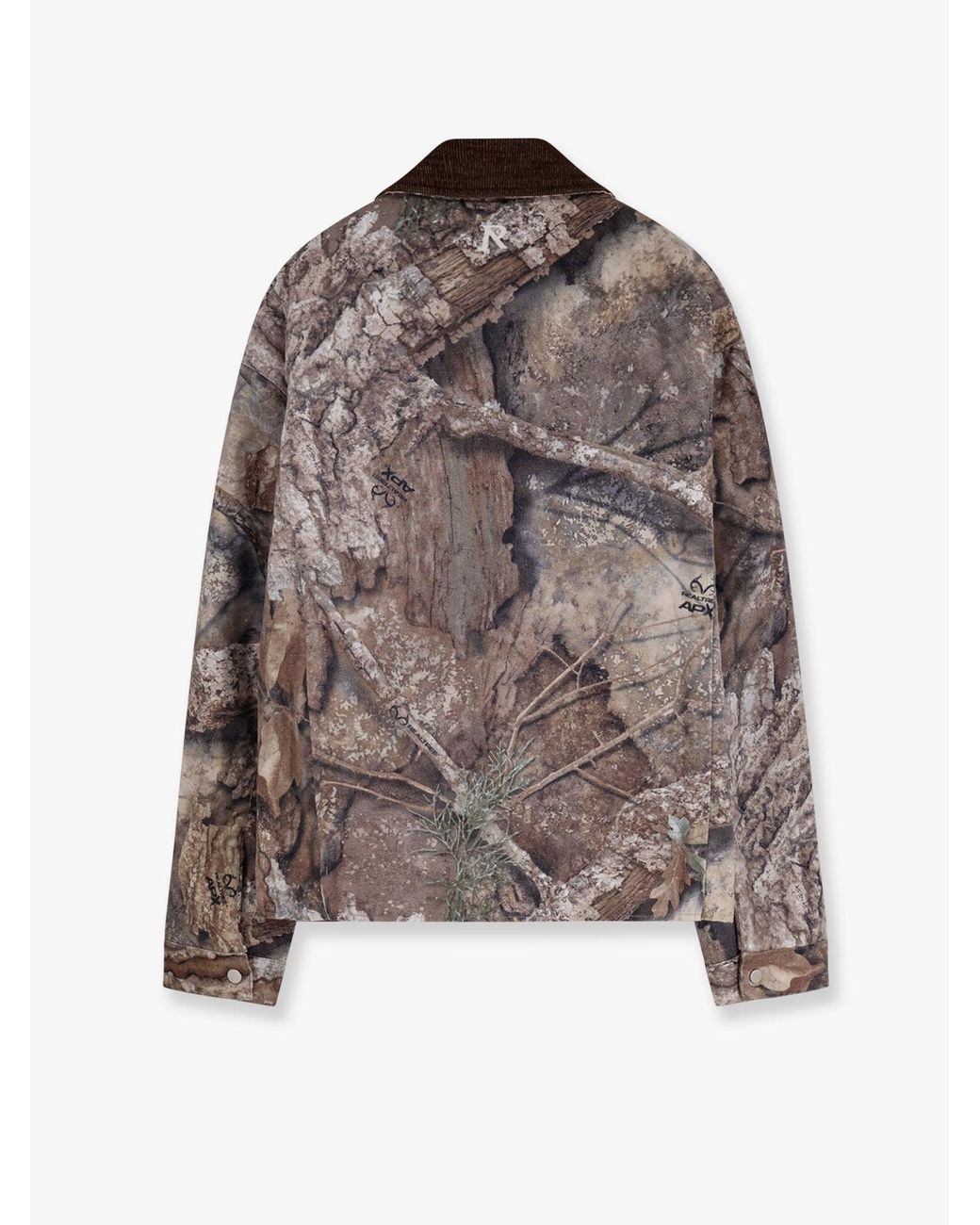 Represent Brown Tree-Graphic Print Camouflage Cotton Trucker Jacket for men