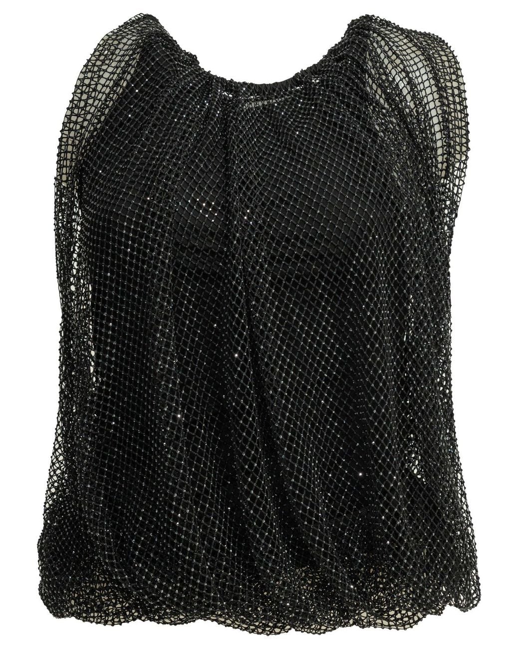 Max Mara Black Sequined Sleeveless Top
